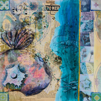 Collages intitulée "Des cartes et des p…" par Hélène Lacquement, Œuvre d'art originale, Collages