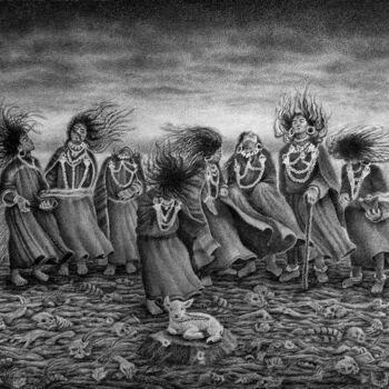 图画 标题为“AFRI Bless” 由Ahmed Mejbri, 原创艺术品, 圆珠笔