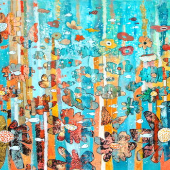 Malarstwo zatytułowany „Allégresse” autorstwa Claire Biette, Oryginalna praca, Akryl Zamontowany na Drewniana rama noszy