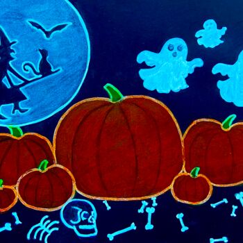 绘画 标题为“Happy Halloween 202…” 由Evangelina, 原创艺术品, 丙烯