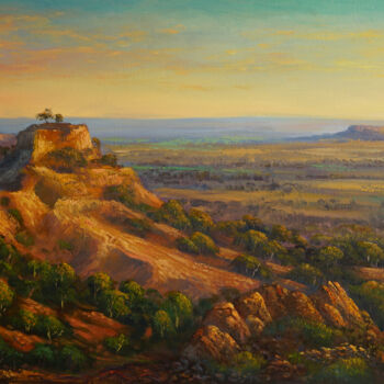Schilderij getiteld "The view from Mount…" door Christopher Vidal, Origineel Kunstwerk, Olie