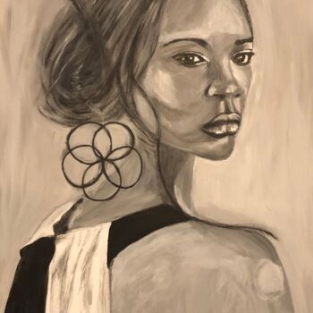 Painting titled "OÙ ES-TU?" by Nathalie Blu, Original Artwork, Acrylic Mounted on Wood Stretcher frame