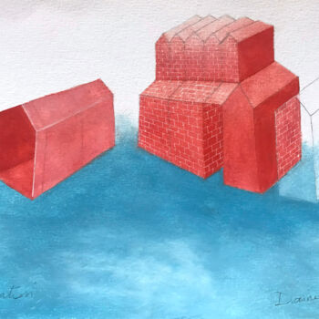 Zeichnungen mit dem Titel "Lévitation" von Dorine Knecht, Original-Kunstwerk, Pastell