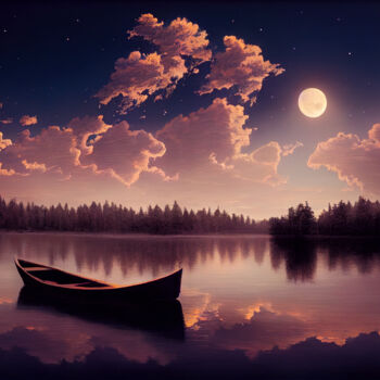 Digitale Kunst mit dem Titel "Moonscape in Pink" von Josephine Estelle, Original-Kunstwerk, 2D digitale Arbeit