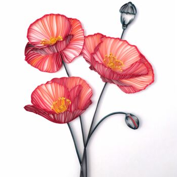 Sculpture intitulée "Poppies flowers" par Glimpsecraft Priyanka, Œuvre d'art originale, Papier