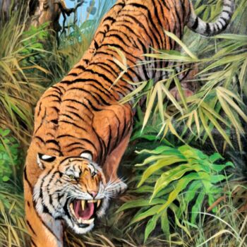 Pittura intitolato "Hunter" da Mujiono, Opera d'arte originale, Olio