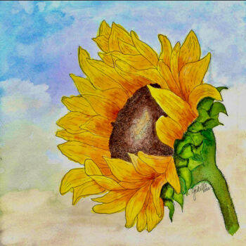 Grafika cyfrowa / sztuka generowana cyfrowo zatytułowany „Sunflower Illustrat…” autorstwa Josephine Estelle, Oryginalna prac…