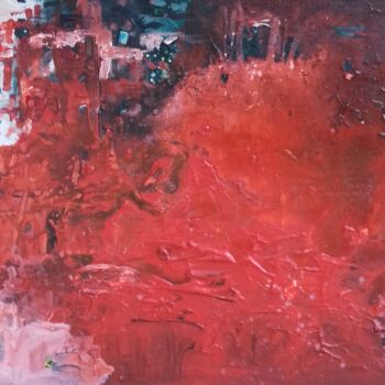 Painting titled "Abstraction rouge" by Lorenz, Original Artwork, Acrylic Mounted on Wood Stretcher frame