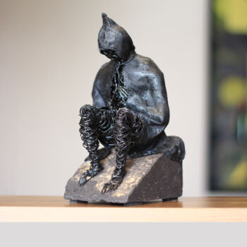 Sculpture titled "Waiting for better…" by Karen Axikyan, Original Artwork, Metals