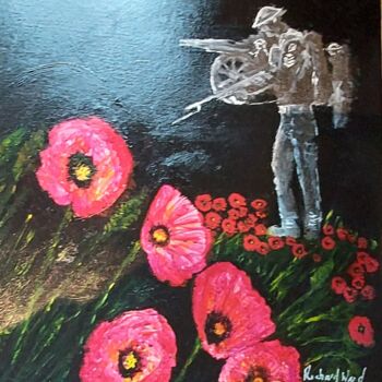 Pintura intitulada "Let the red poppies…" por Richard Ward, Obras de arte originais, Acrílico