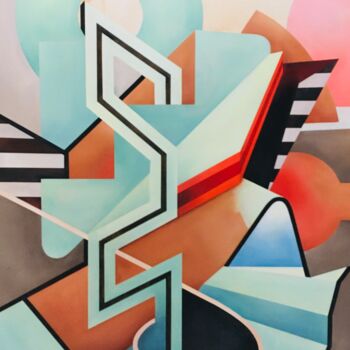Painting titled "Sandscape: En Route" by Inge Coolen, Original Artwork, Oil