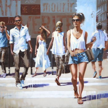 Peinture intitulée "Ballet urbain" par Sylvie Julkowski-Egard, Œuvre d'art originale, Huile Monté sur Châssis en bois