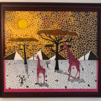 "Mosaïque Girafe ( O…" başlıklı Tablo Frank Guillard tarafından, Orijinal sanat, Petrol