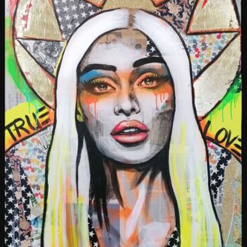 Painting titled "TRUE LOVE" by Shirin Donia, Original Artwork, Acrylic Mounted on Wood Panel