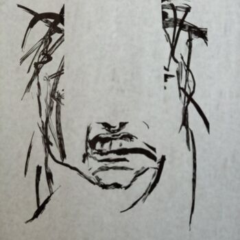 Printmaking titled "Z CYKLU "TWARZE " I" by Bozena Graciano, Original Artwork, Linocuts