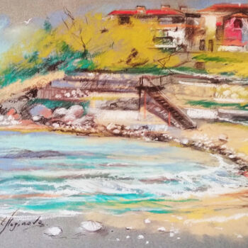 Ζωγραφική με τίτλο "Glow of the sea" από Annet Loginova, Αυθεντικά έργα τέχνης, Παστέλ