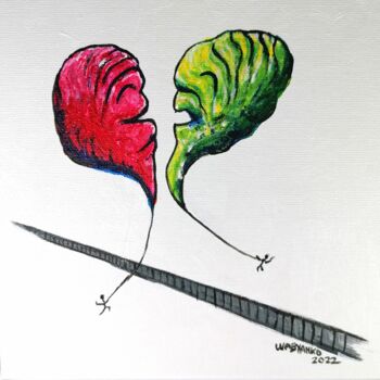 Peinture intitulée "Tiny Wall Balloon" par Wabyanko, Œuvre d'art originale, Acrylique Monté sur Châssis en bois