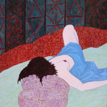 Peinture intitulée "Nu allongé" par Nathalie Sorroche, Œuvre d'art originale, Huile