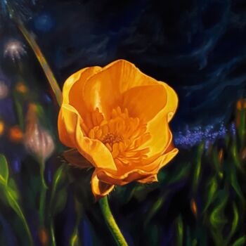 Painting titled "Les liens iridescen…" by Frédéric Letrun, Original Artwork, Oil Mounted on Wood Stretcher frame