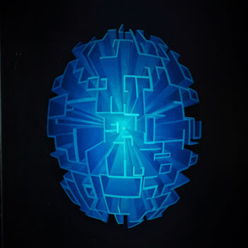 Painting titled "Les Forces fondamen…" by Frédéric Letrun, Original Artwork, Oil Mounted on Wood Stretcher frame