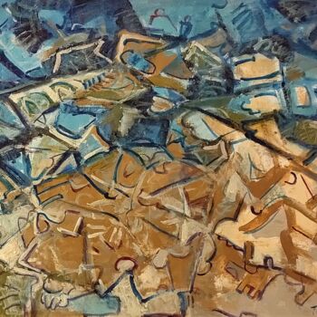Pittura intitolato "Tracks on the beach" da Lubomir Tkacik, Opera d'arte originale, Acrilico