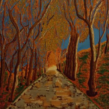 Painting titled "L'automne" by Sophie Leron Alcaïna, Original Artwork, Acrylic Mounted on Wood Stretcher frame