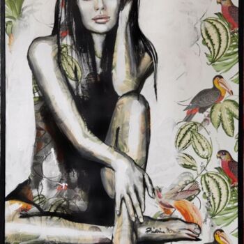 Painting titled "PARADISE II" by Shirin Donia, Original Artwork, Acrylic Mounted on Wood Panel