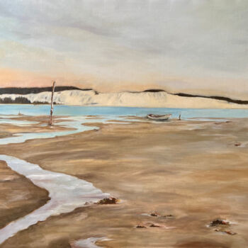 Painting titled "Banc d'Arguin à mar…" by Dari Jullien Ing, Original Artwork, Oil Mounted on Wood Stretcher frame