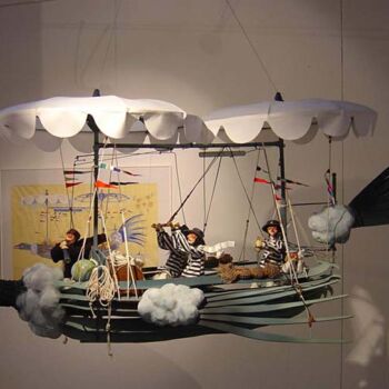 Sculpture intitulée "Aquila Nuvole" par Serge Reynaud (Art of Flying), Œuvre d'art originale, Techniques mixtes