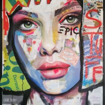 Painting titled "EPIC STUFF" by Shirin Donia, Original Artwork, Acrylic Mounted on Wood Panel