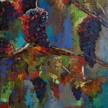「Grapes (34x44cm, oi…」というタイトルの絵画 Kamsar Ohanyanによって, オリジナルのアートワーク, オイル ウッドストレッチャーフレームにマウント