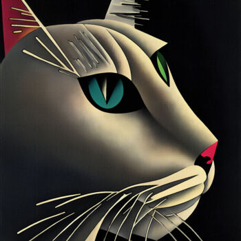 Digital Arts titled "Oleg, cat" by L.Roche, Original Artwork, Acrylic