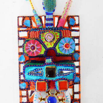 Sculpture intitulée "tableau recyclage "…" par Odile Maffone Mosaïque Joyeuse, Œuvre d'art originale, Acrylique Monté sur Pa…