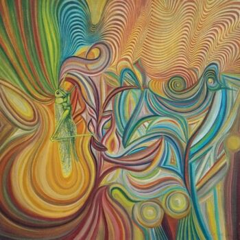 Peinture intitulée "Ondes hululent et s…" par Frédéric Letrun, Œuvre d'art originale, Huile Monté sur Châssis en bois