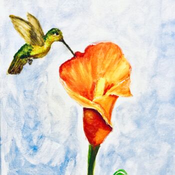 Painting titled "Q-305 - Yellow Flow…" by Telma Weber, Original Artwork, Acrylic Mounted on Wood Stretcher frame