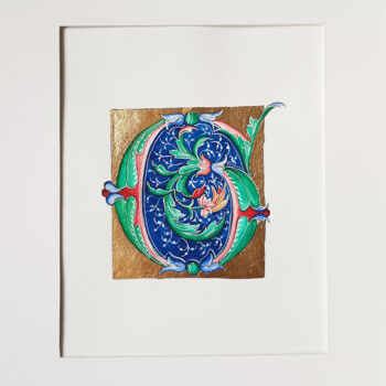Painting titled "LETTER G, RENAISSAN…" by Ekaterina Andreeva, Original Artwork, Watercolor