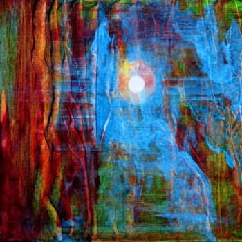 Peinture intitulée "La lune aux bois -…" par Clau Redier-Clément, Œuvre d'art originale, Encre