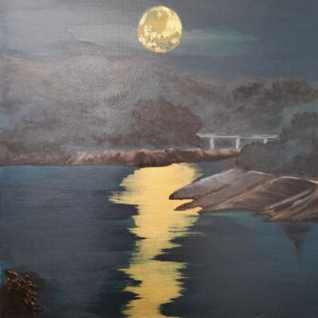 Peinture intitulée "Full moon" par Lyubov Yugina, Œuvre d'art originale, Acrylique