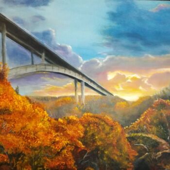 Painting titled "Coucher de soleil s…" by Frédéric Boirie, Original Artwork, Acrylic Mounted on Wood Stretcher frame