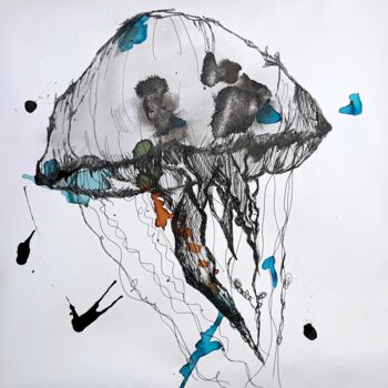 Peinture intitulée "Filaments" par Cha.Albrt, Œuvre d'art originale, Stylo gel