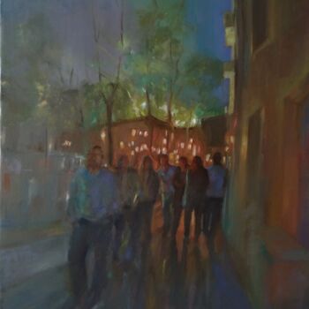 Schilderij getiteld "Jazz festival in Ye…" door Kamsar Ohanyan, Origineel Kunstwerk, Olie Gemonteerd op Frame voor houten br…