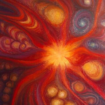 Peinture intitulée "La fleur du bien" par Frédéric Letrun, Œuvre d'art originale, Huile Monté sur Châssis en bois