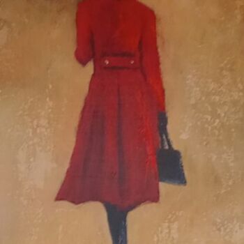绘画 标题为“Woman in a red coat…” 由Filip Petrovic, 原创艺术品, 丙烯
