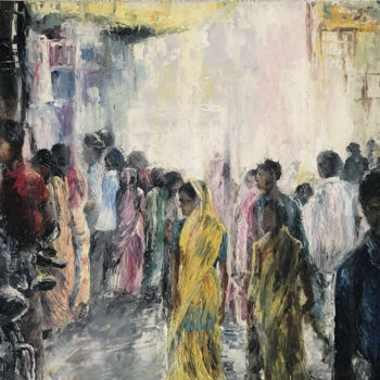 Peinture intitulée "CROWD1" par Saif Ahmad, Œuvre d'art originale, Huile