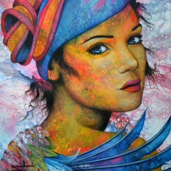 Peinture intitulée "A en tutoyer les ét…" par Jeannette Guichard-Bunel, Œuvre d'art originale, Huile Monté sur Châssis en bo…