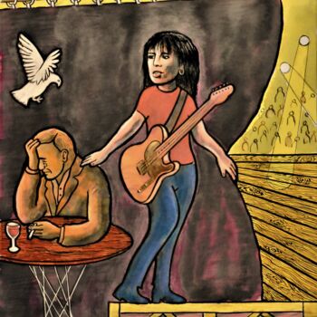 绘画 标题为“Chrissie Hynde / Pr…” 由Noël Van Hoof, 原创艺术品, 水彩