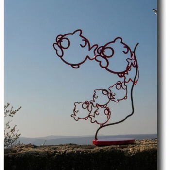 Sculpture titled "Poisson Rouge en ba…" by Jean-François Lecocq, Original Artwork, Metals
