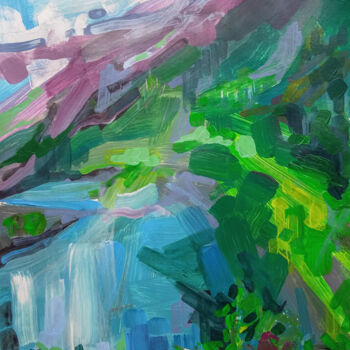 Schilderij getiteld "Mountain summer" door Nataliia Belozerova, Origineel Kunstwerk, Acryl