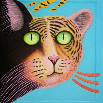 Painting titled "Cat - I am a Tiger" by Bohdan Wincenty Łoboda, Original Artwork, Acrylic