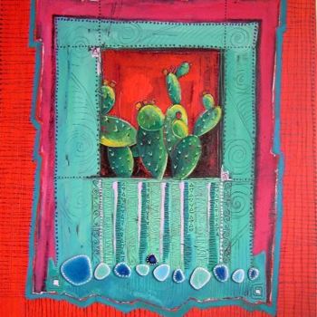 Peinture intitulée "LES CACTUS" par Catherine Suchocka, Œuvre d'art originale, Huile